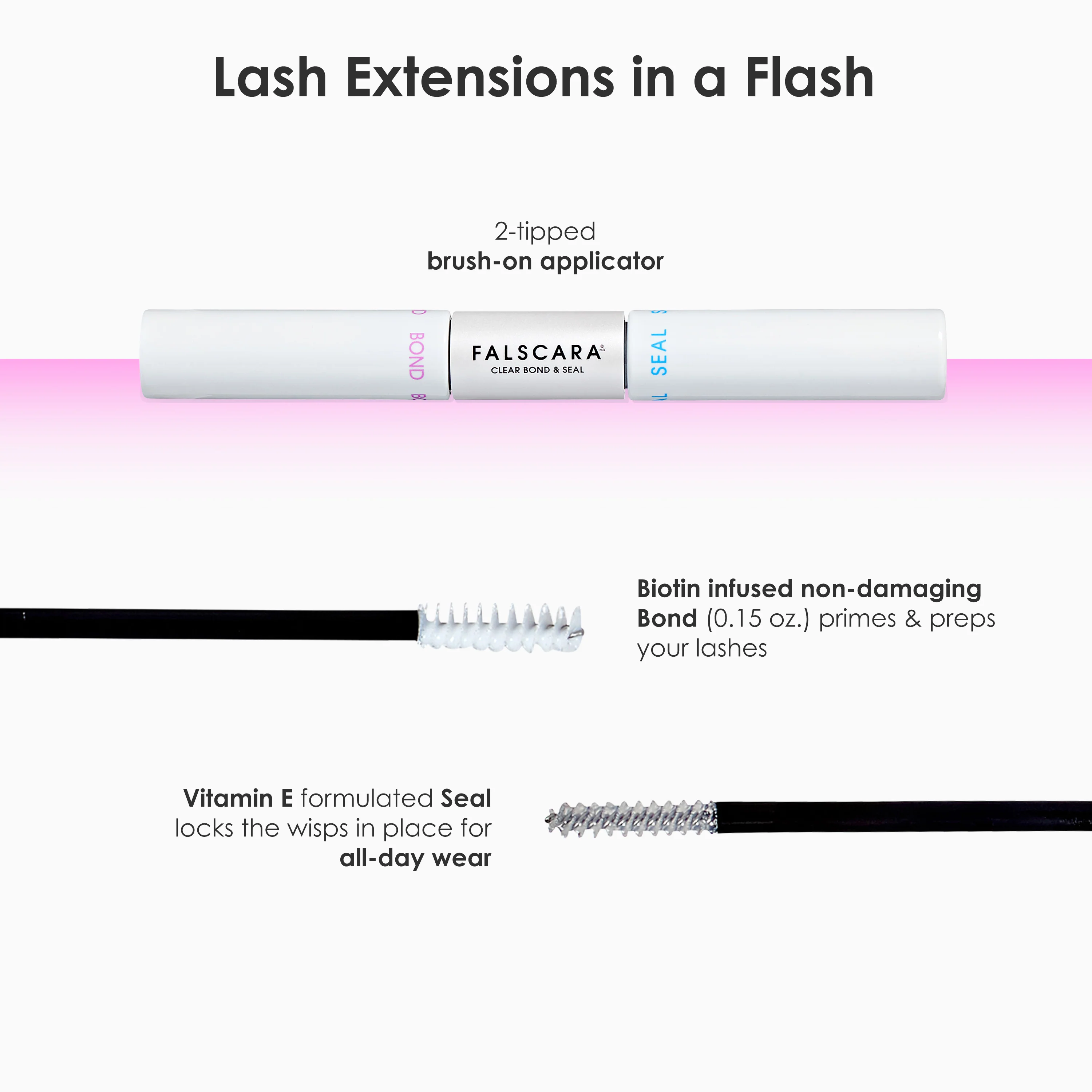 Falscara False Lash Bond & Seal- Black | DIY Lash Extension Adhesive, Lash Bond, Two-Step Adhesive - Image 4