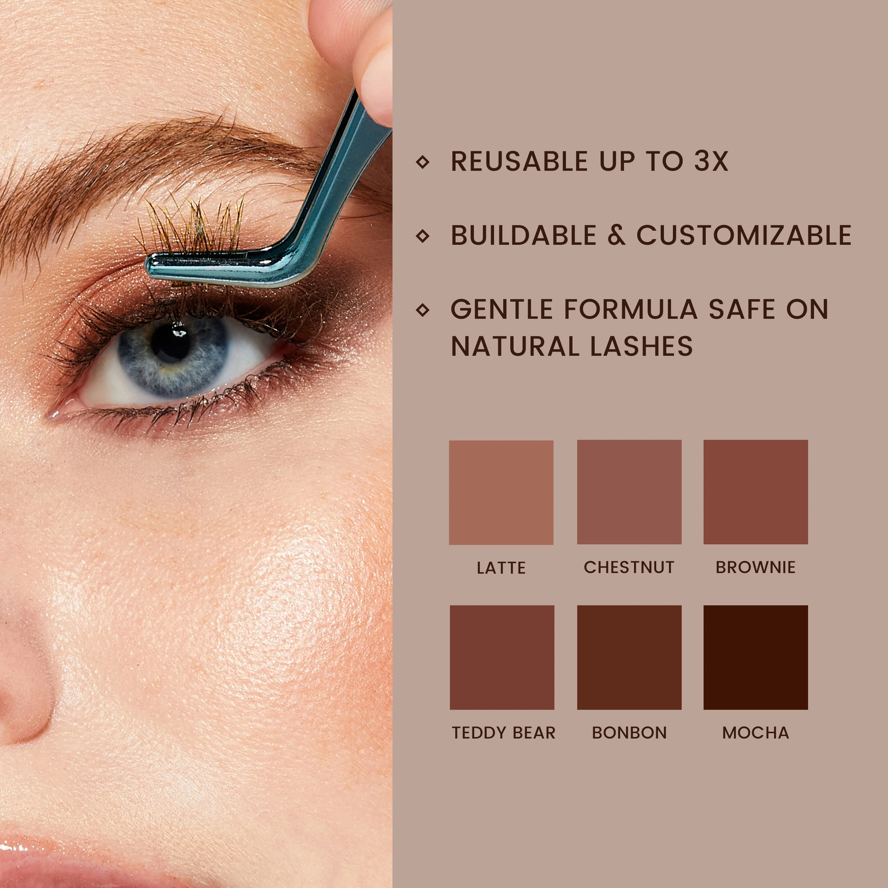 Falscara Brown Wisps Multipack - Brownie | DIY False Lash Extensions, Medium Glam, Cluster Lash, Wispy Lashes, 30 Wisps, 10mm-14mm - Image 8