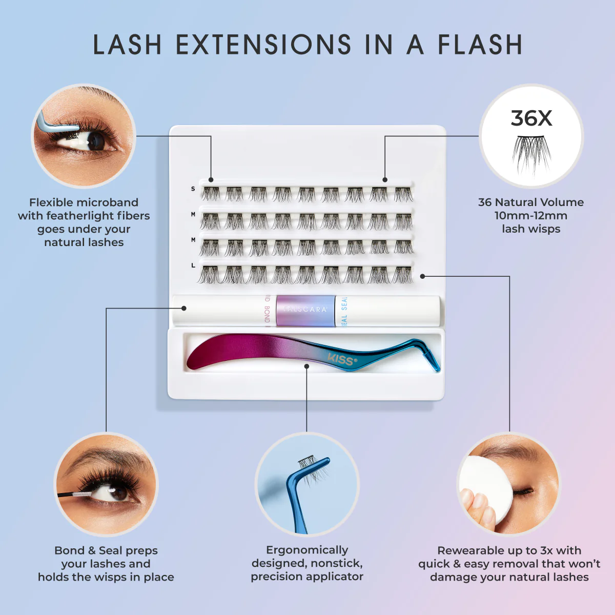 Falscara Lengthening Wisps Starter Kit | DIY False Lash Extensions, Natural, Cluster Lash, Wispy Lashes, 36 Wisps, 10mm-12mm - Image 11