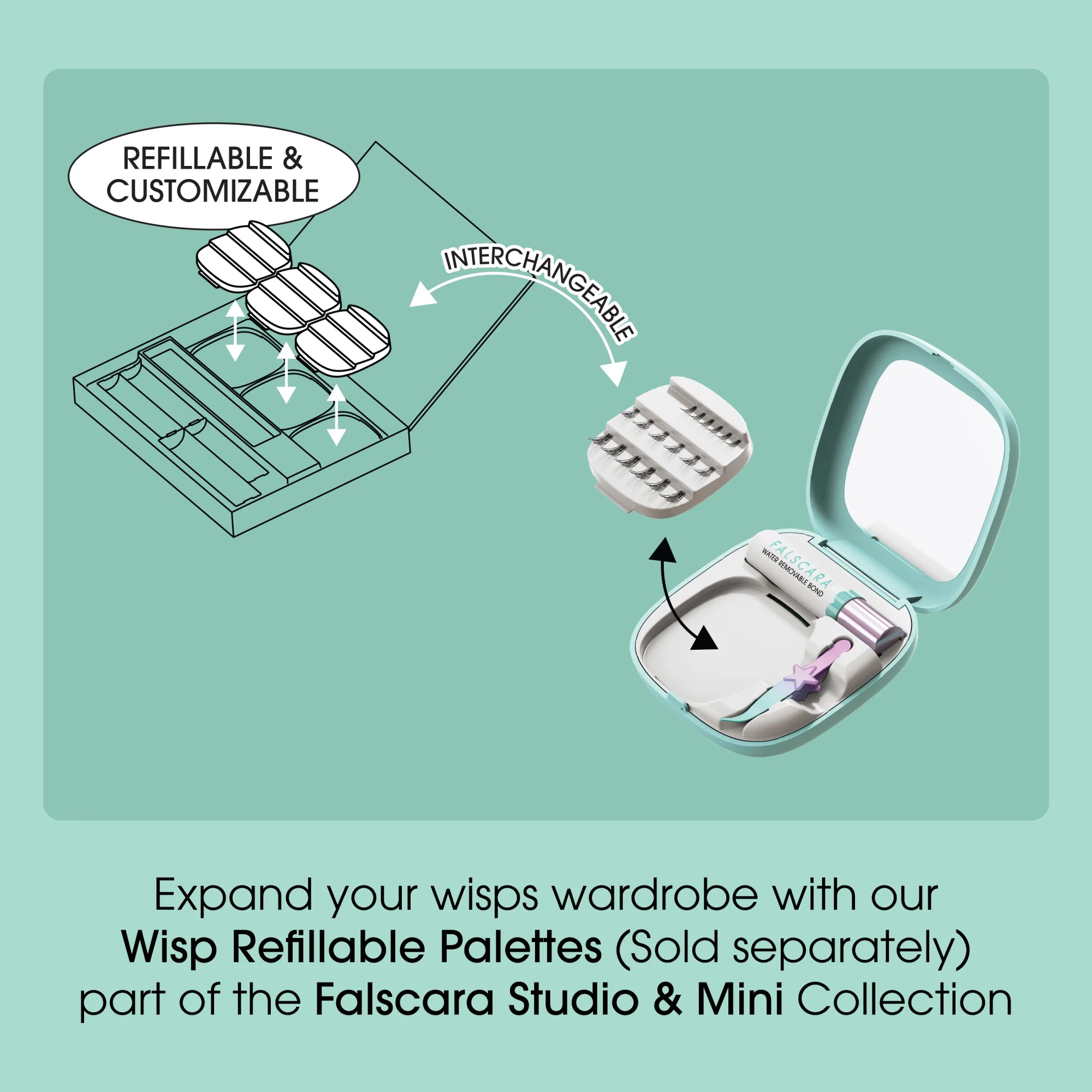 Falscara Studio Mini Festival On-The-Go Kit - Classic Volume | DIY False Lash Extensions, Cluster Lash, Wispy Lashes, 36 Wisps, 8mm-12mm - Image 11