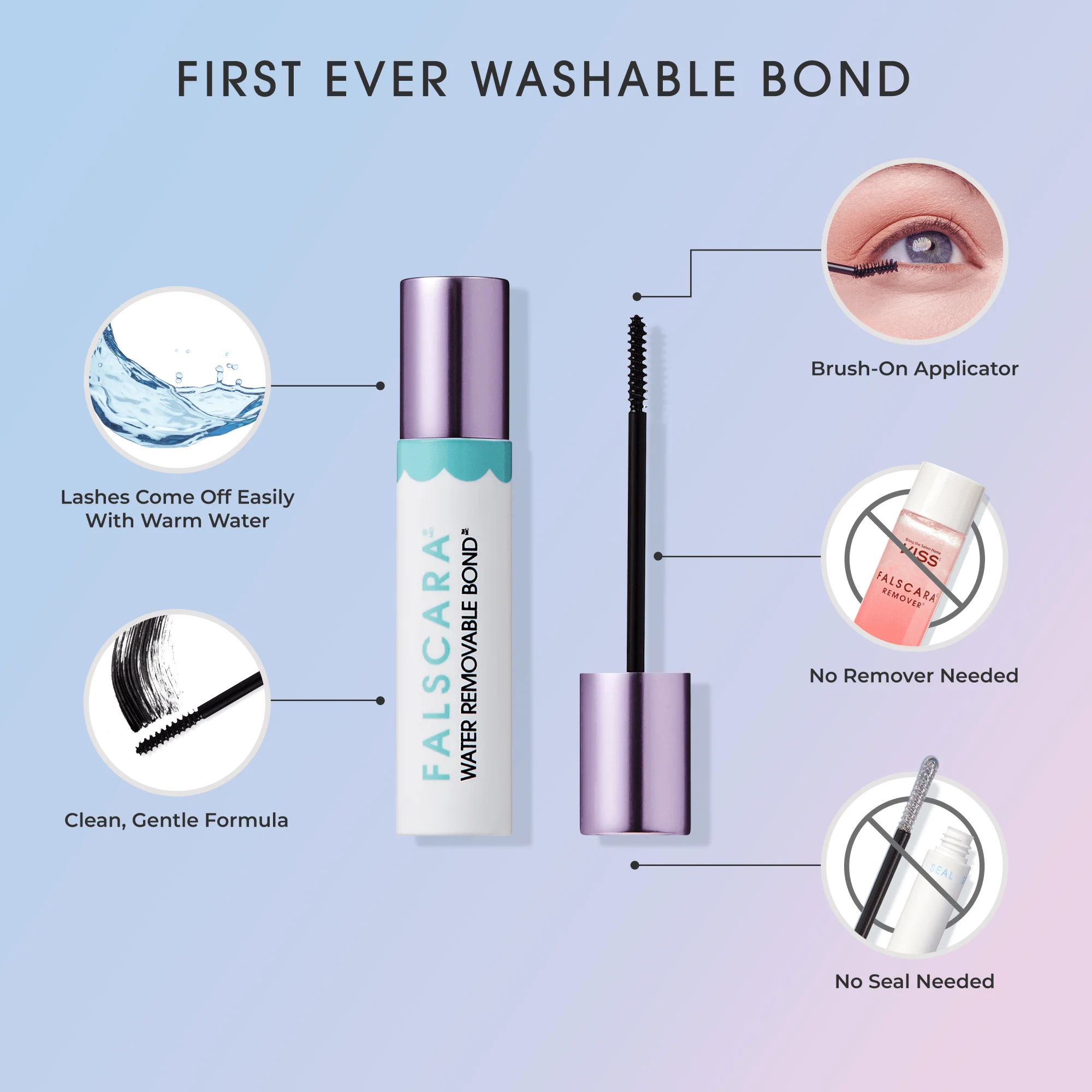 Falscara Studio False Lash Water Removable Bond | DIY Lash Extension Adhesive, Lash Bond, No Seal Needed - Image 6