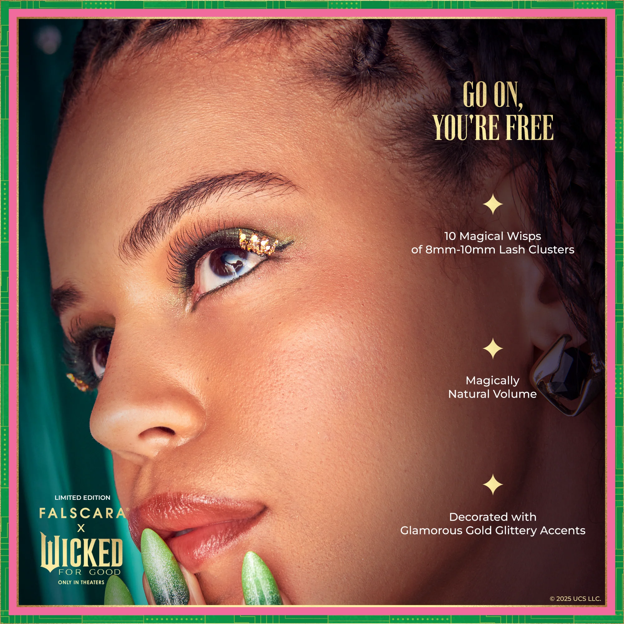 Falscara X WICKED: FOR GOOD | Go On, You're Free | DIY False Lash Extensions, Natural, Cluster Lash, Wispy Lashes, 10 Wisps, 8mm-10mm - Image 8