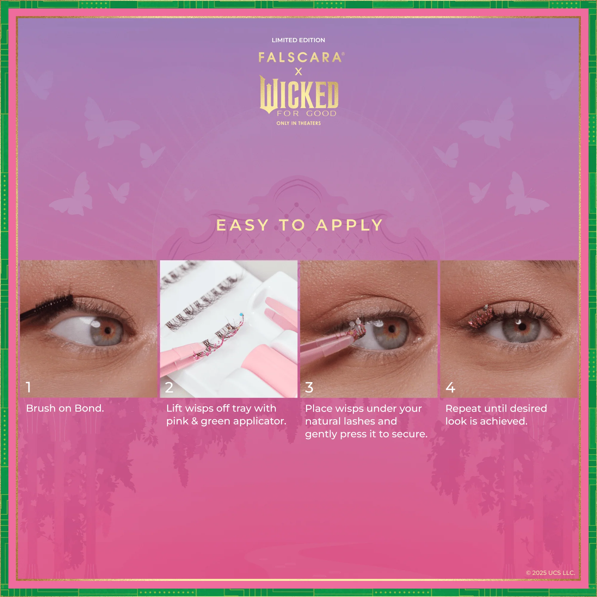 Falscara X WICKED: FOR GOOD | Go On, You're Free | DIY False Lash Extensions, Natural, Cluster Lash, Wispy Lashes, 10 Wisps, 8mm-10mm - Image 7